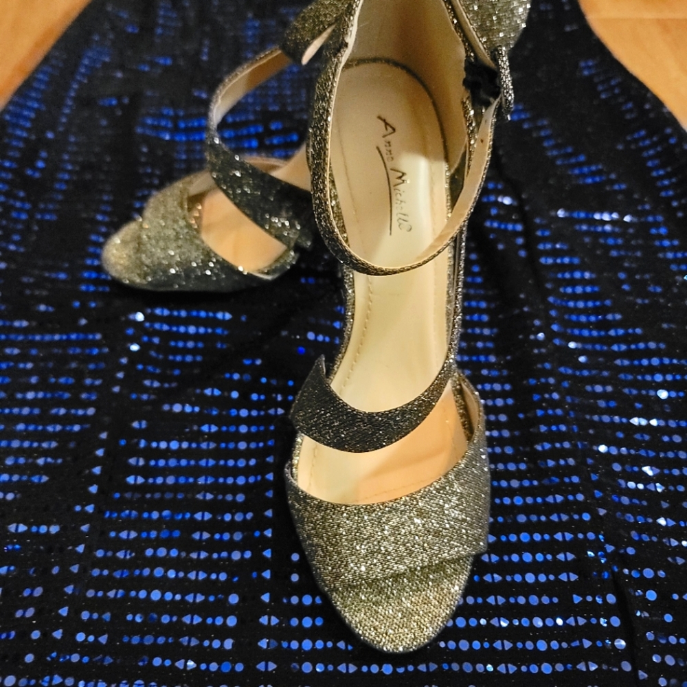 Silver glitter heels